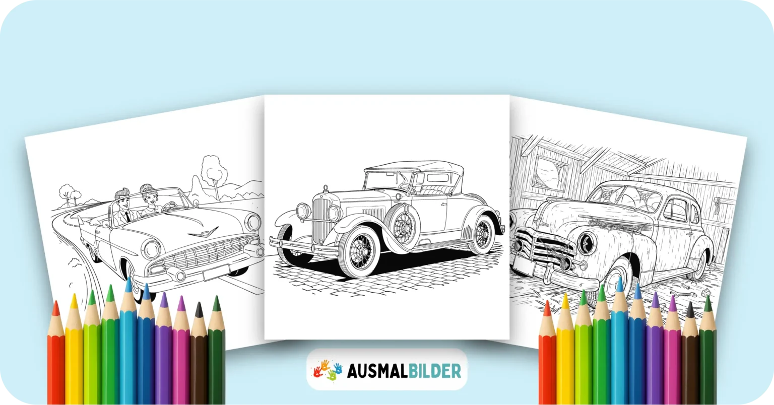 Oldtimer Ausmalbilder kostenlose Malvorlagen zum Ausdrucken für Kinder und Erwachsene