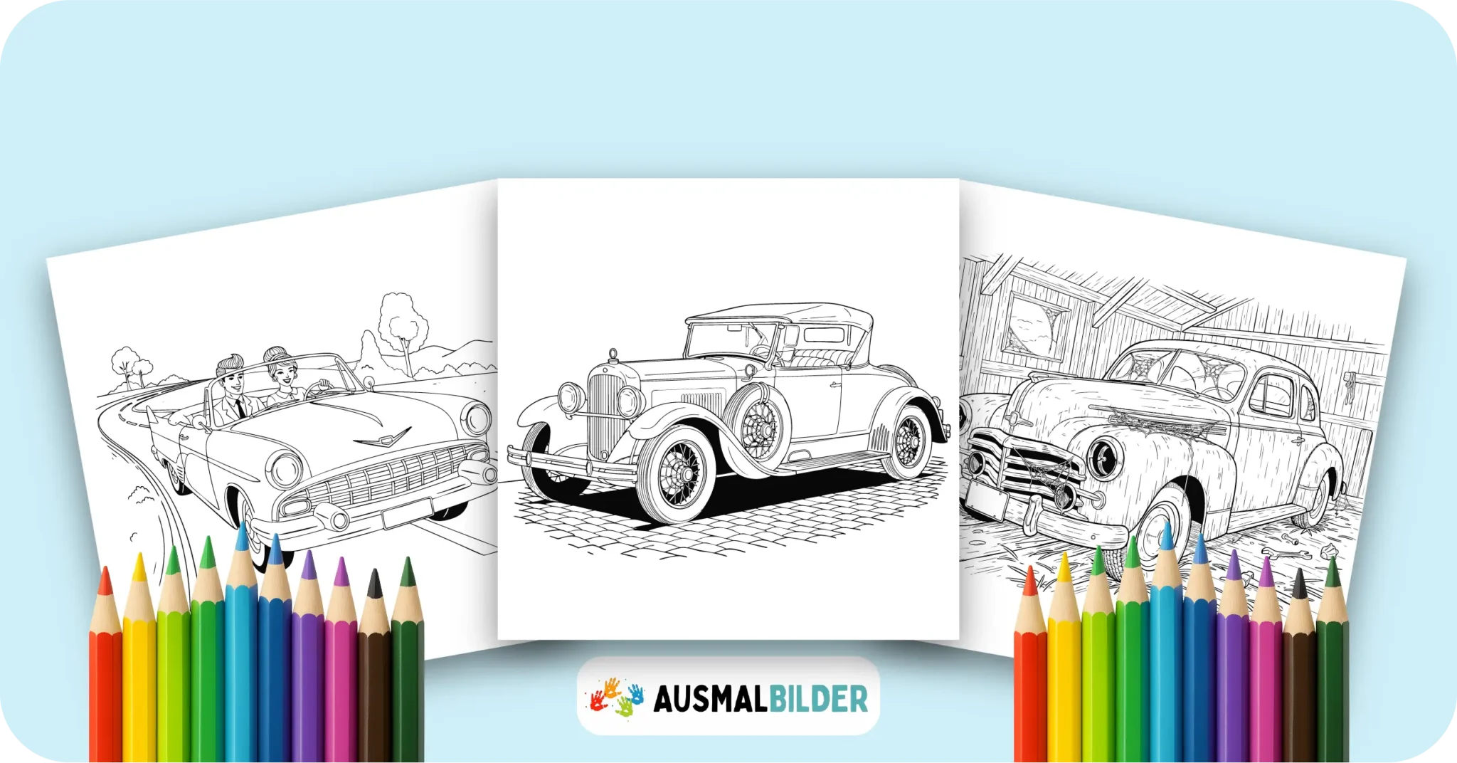 Oldtimer Ausmalbilder kostenlose Malvorlagen zum Ausdrucken für Kinder und Erwachsene