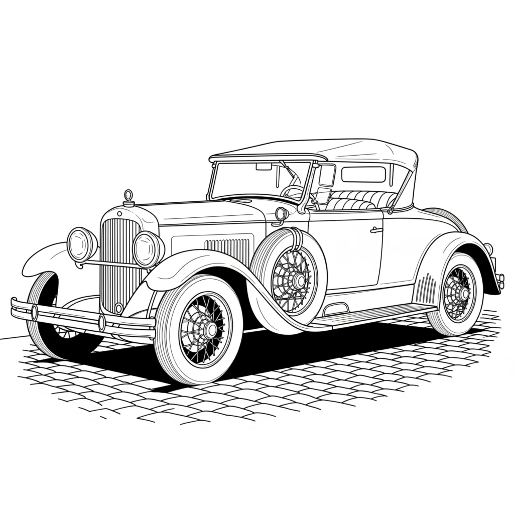 Oldtimer Ausmalbilder (Kostenlos Malvorlage zum Ausdrucken) Oldtimer Malvorlage Auto zeigt ein klassisches Fahrzeug mit klaren Linien zum Ausmalen für Kinder und Auto Fans