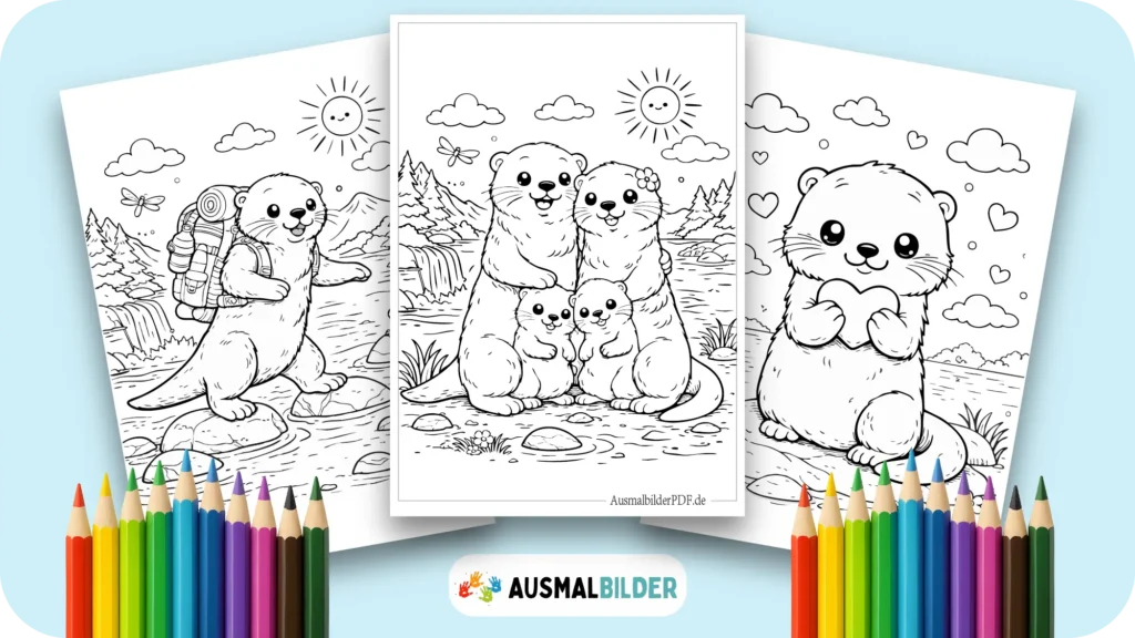 Otter Ausmalbilder kostenlose Vorlagen zum Ausdrucken für Kinder jeden Alters