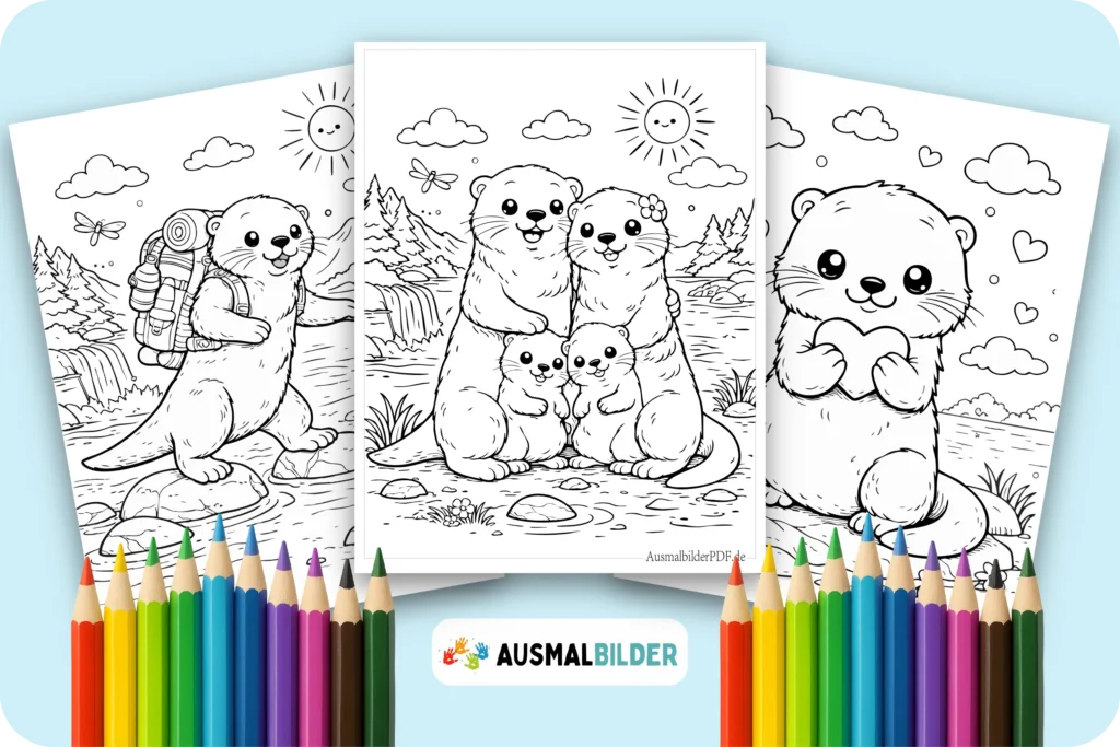Otter Ausmalbilder kostenlose Vorlagen zum Ausdrucken für Kinder jeden Alters