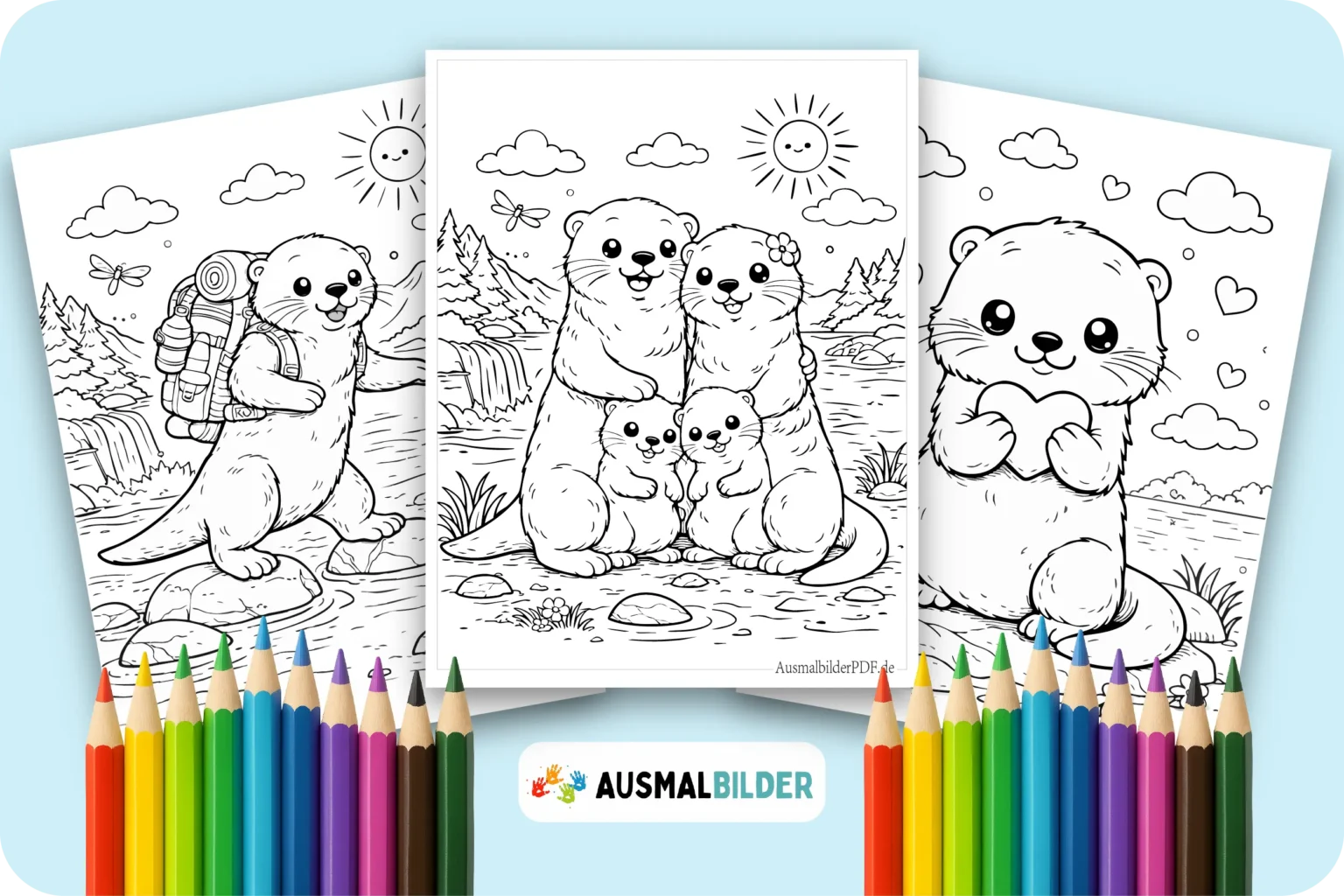 Otter Ausmalbilder kostenlose Vorlagen zum Ausdrucken für Kinder jeden Alters