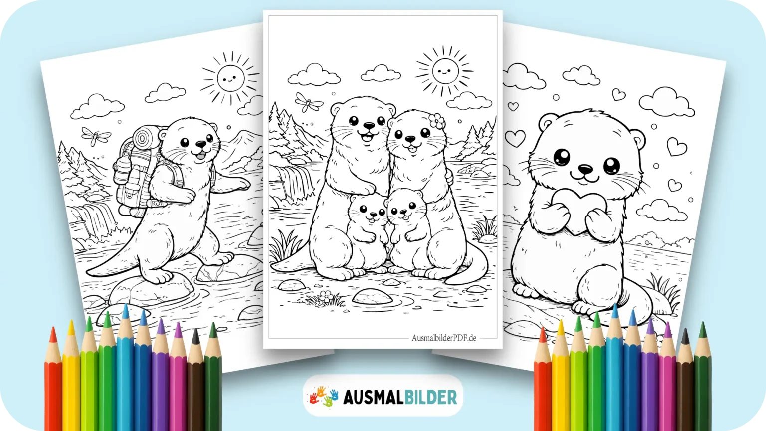 Otter Ausmalbilder kostenlose Vorlagen zum Ausdrucken für Kinder jeden Alters