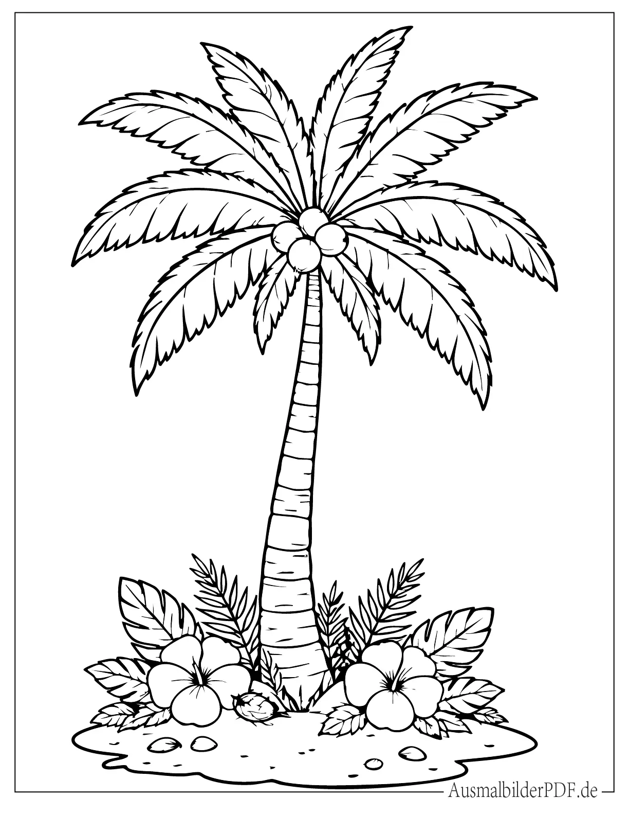 Palme mit Blumen zum Ausmalen