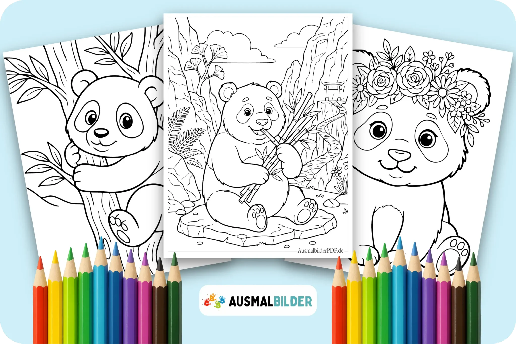 Panda Ausmalbilder kostenlose zum Ausdrucken für Kinder und Erwachsene