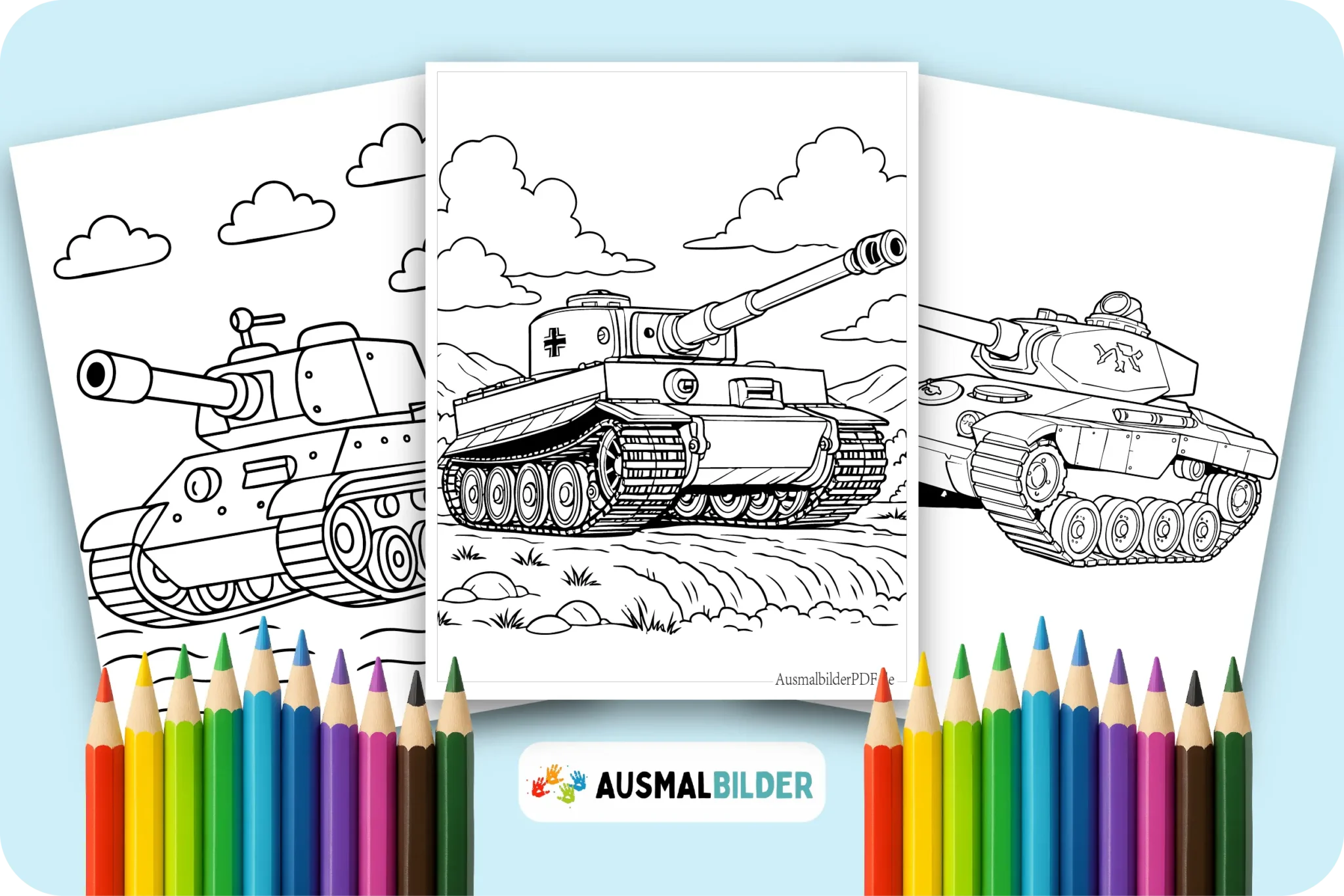 Panzer Ausmalbilder kostenlose Malvorlagen zum Ausdrucken für Kinder und Erwachsene