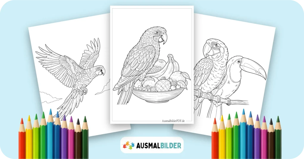 Papagei Ausmalbilder kostenlose Malvorlagen zum Ausdrucken für Kinder und Erwachsene