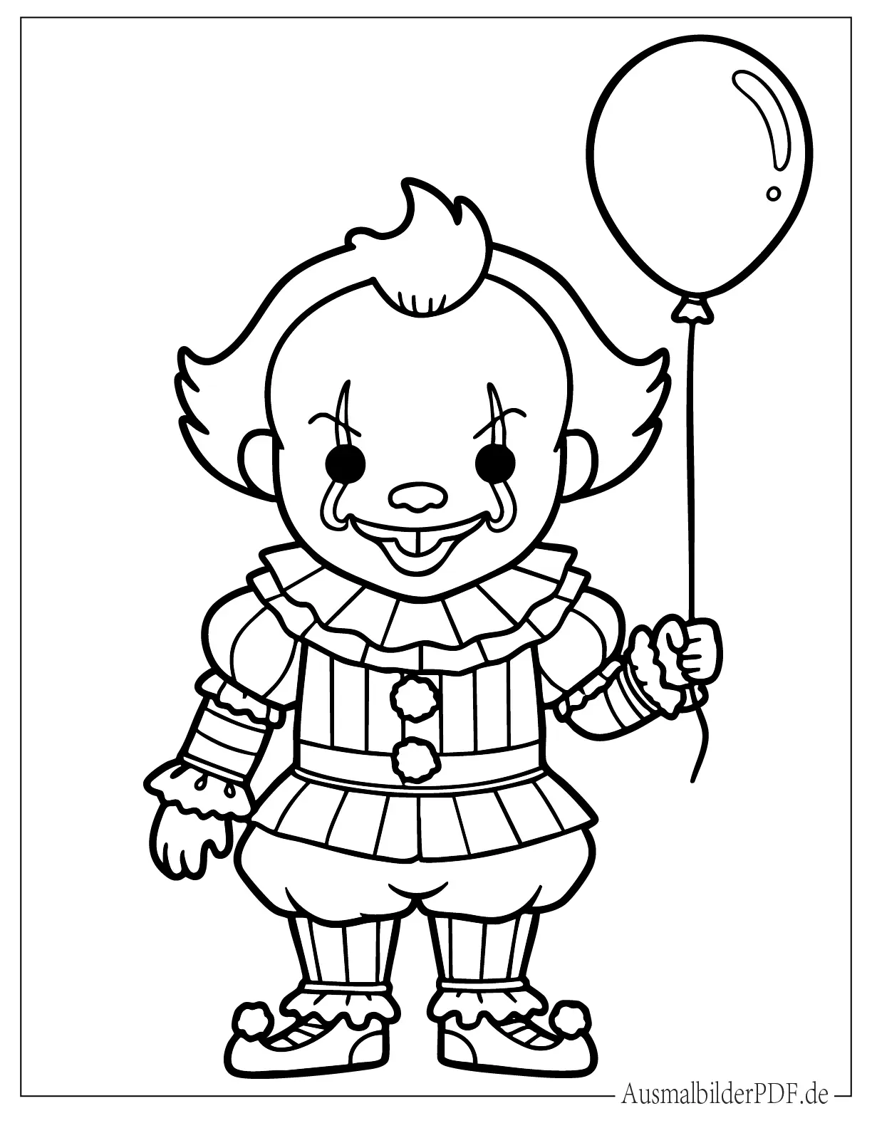Pennywise mit Luftballon Druckvorlage für kleine Kinder