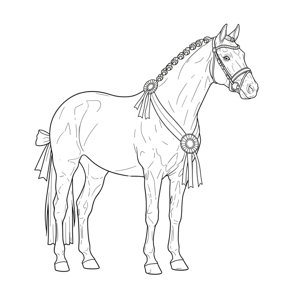pferd ausmalbild kostenlos mit einer eleganten pferde malvorlage bei der die maehne schoen geflochten ist ideal zum ausdrucken