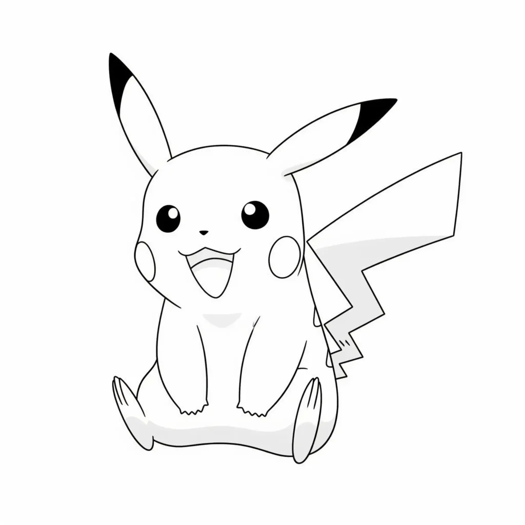 Dieses PDF zeigt einen fröhlichen Pikachu Ausmalbilder. Ideal für kreative Kinder, die gerne Pokémon malen.