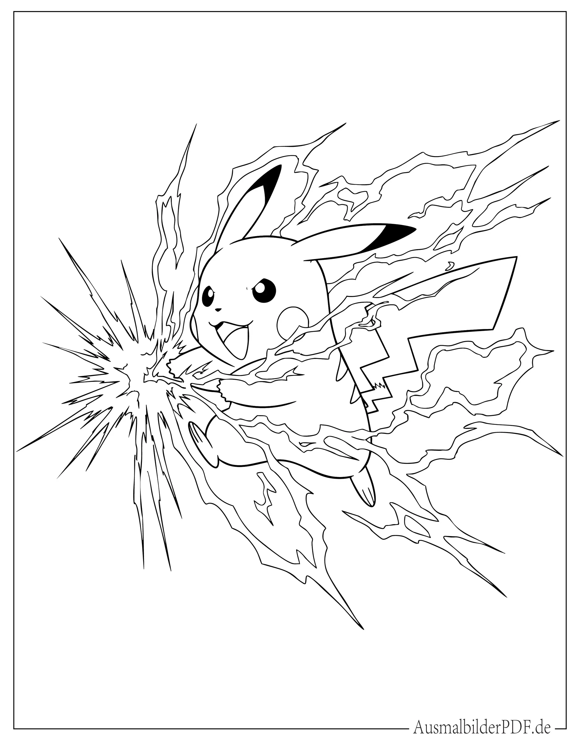 Pikachu schießt Donnerblitz Attacke Ausmalbild