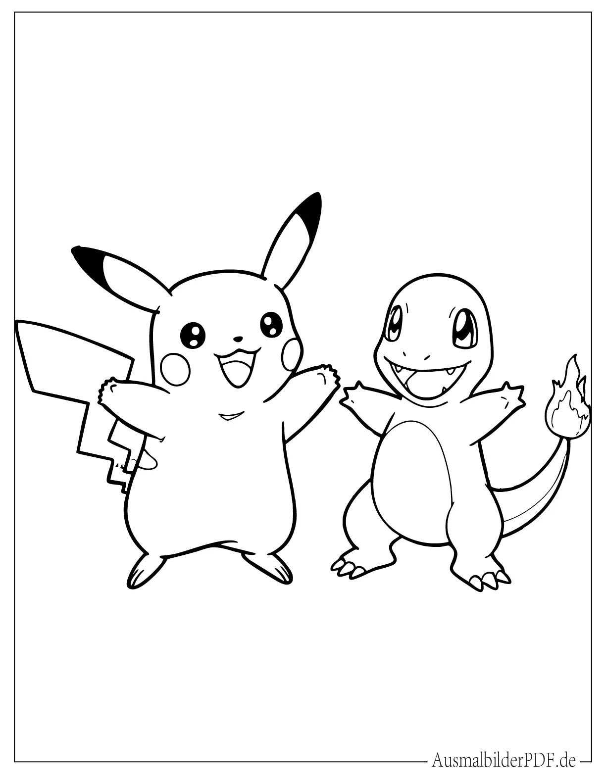 Pikachu und Glumanda ausdruckbare Malvorlage