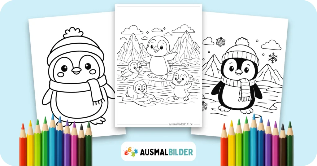 Pinguin Ausmalbilder kostenlose Malvorlagen zum Ausdrucken für Kinder und Erwachsene