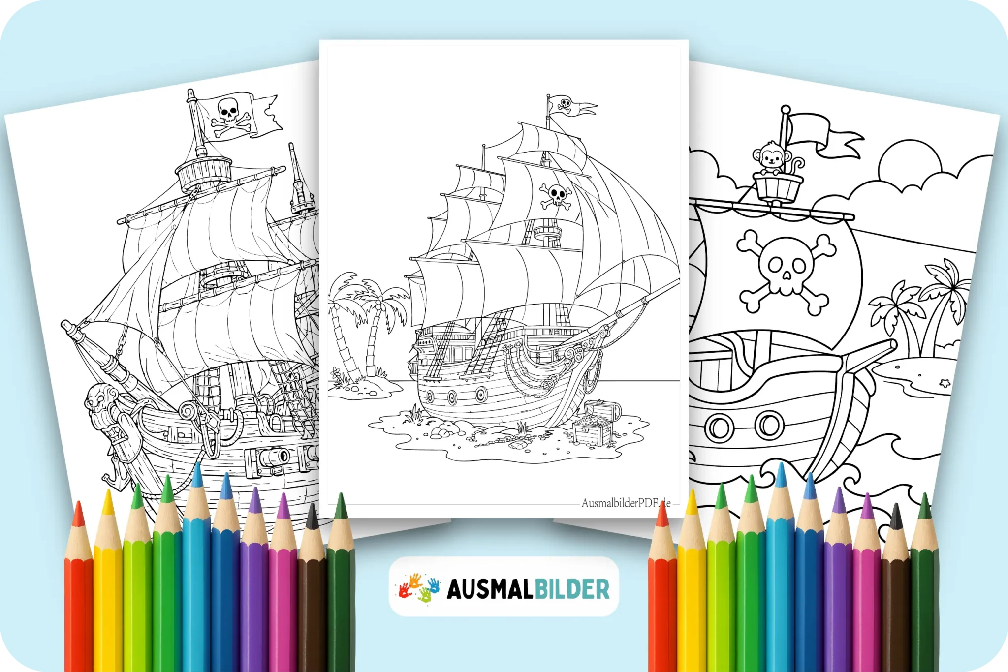 Piratenschiff Ausmalbilder kostenlose Malvorlagen zum Ausdrucken für Kinder und Erwachsene