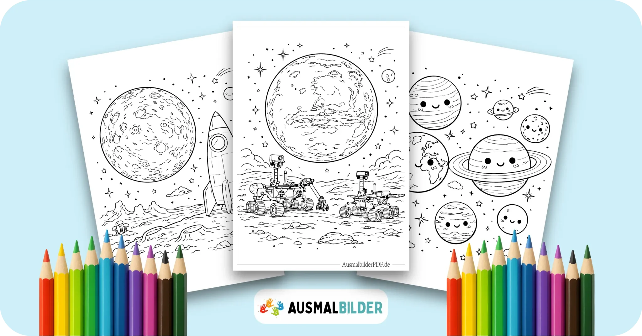 Planeten Ausmalbilder kostenlose Vorlagen zum Ausdrucken für Kinder jeden Alters