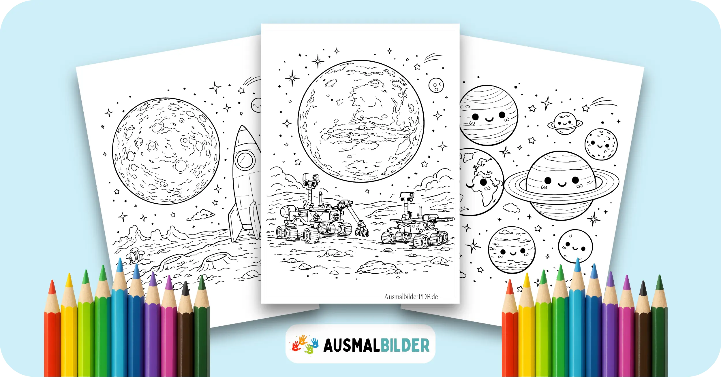 Planeten Ausmalbilder kostenlose Vorlagen zum Ausdrucken für Kinder jeden Alters