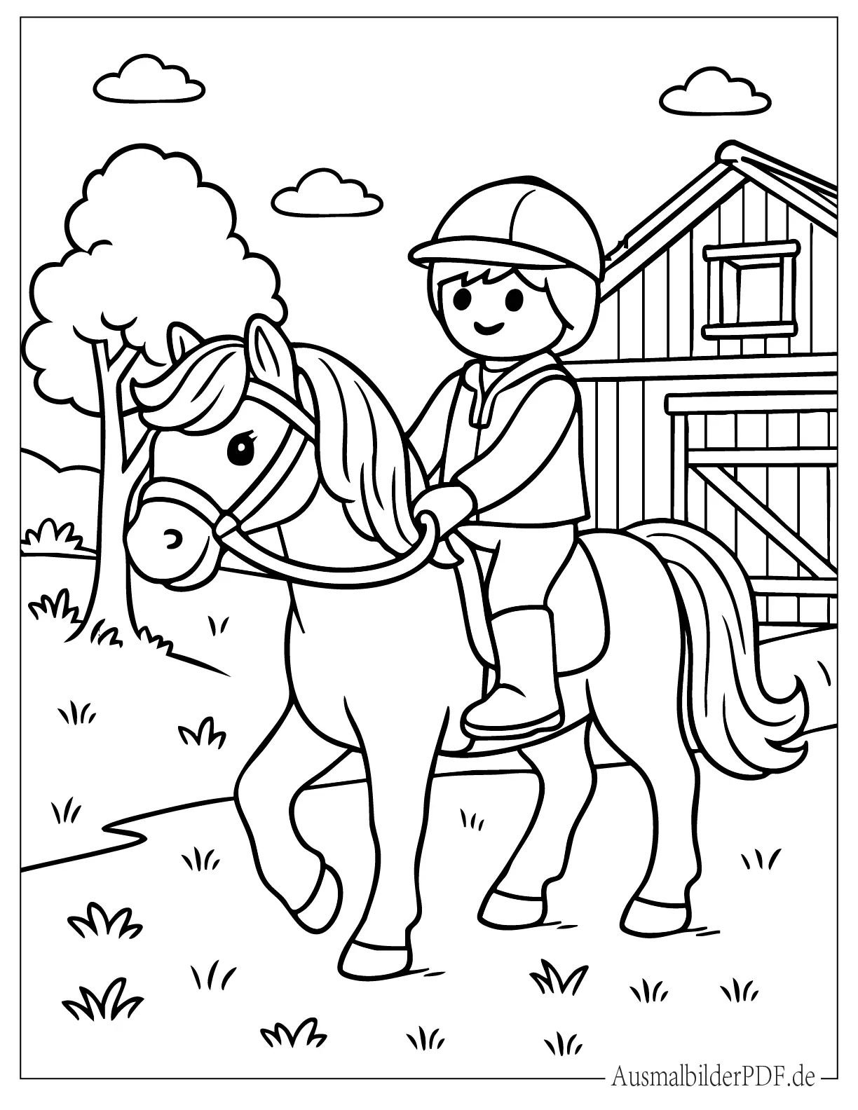 Playmobil Pferd mit Reiter Ausmalbild