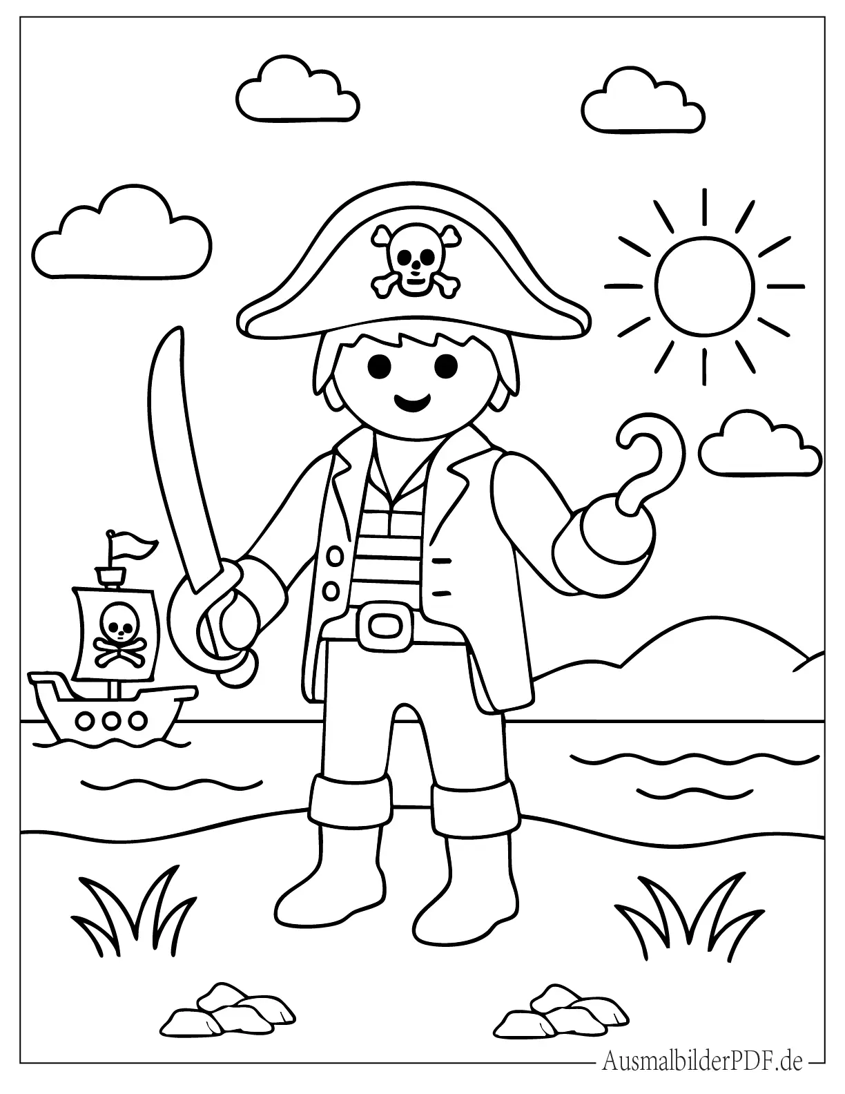 Playmobil Pirat mit Schwert Ausmalbild