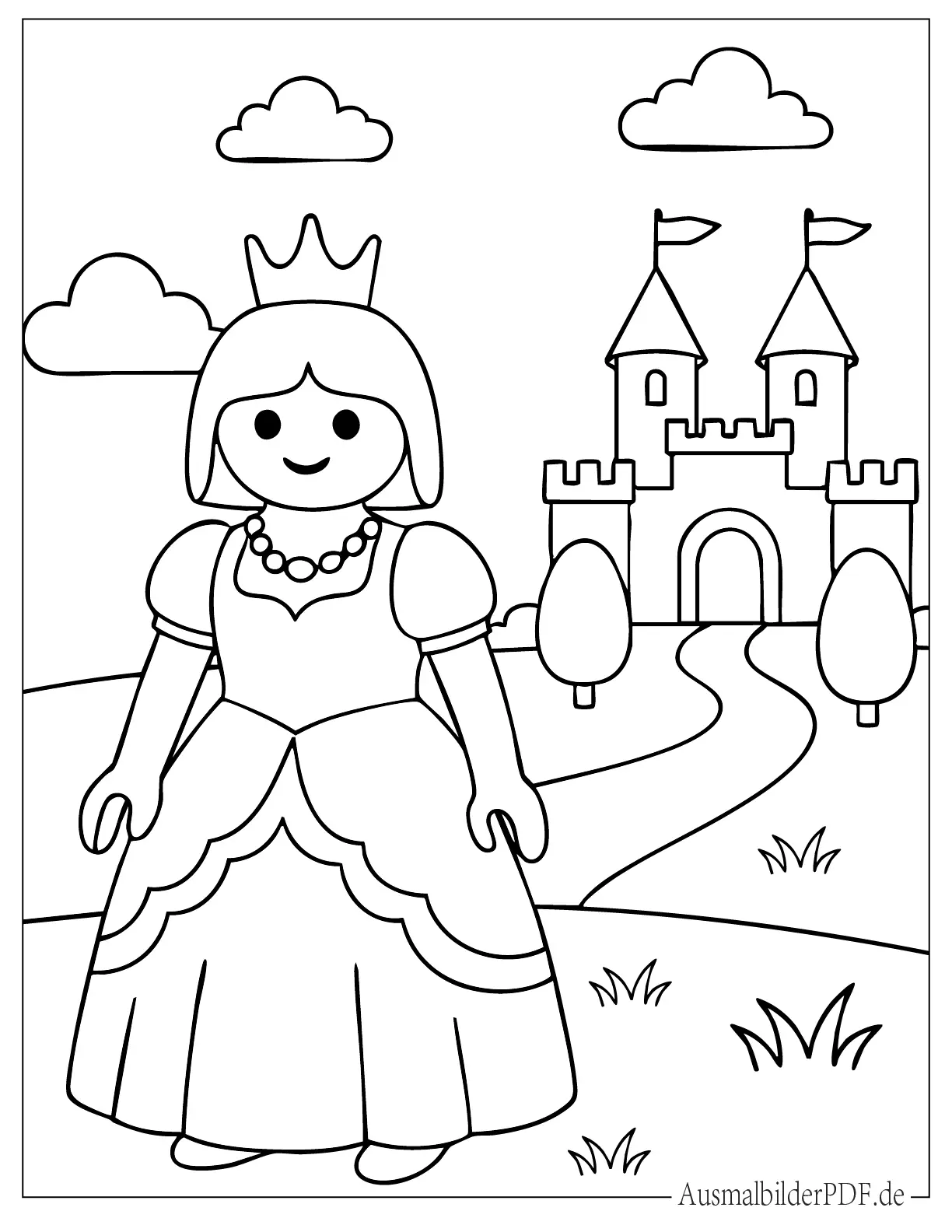 Wunderschöne Playmobil Prinzessin Ausmalbild für kleine Mädchen