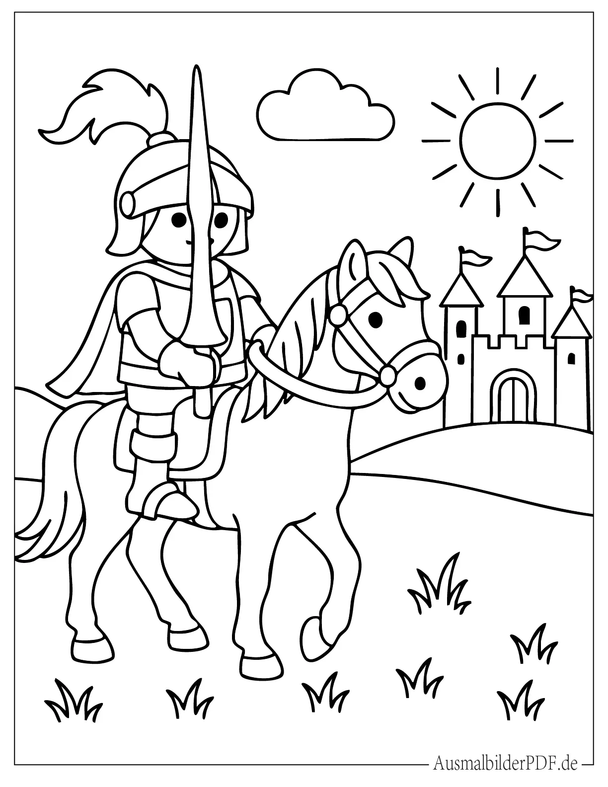 Playmobil Ritter reitet Pferd Ausmalbild