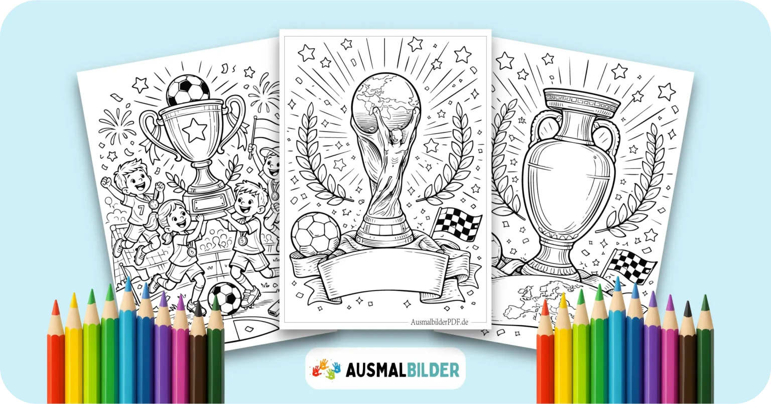Pokal Ausmalbilder kostenlose Malvorlagen zum Ausdrucken für Kinder und Erwachsene
