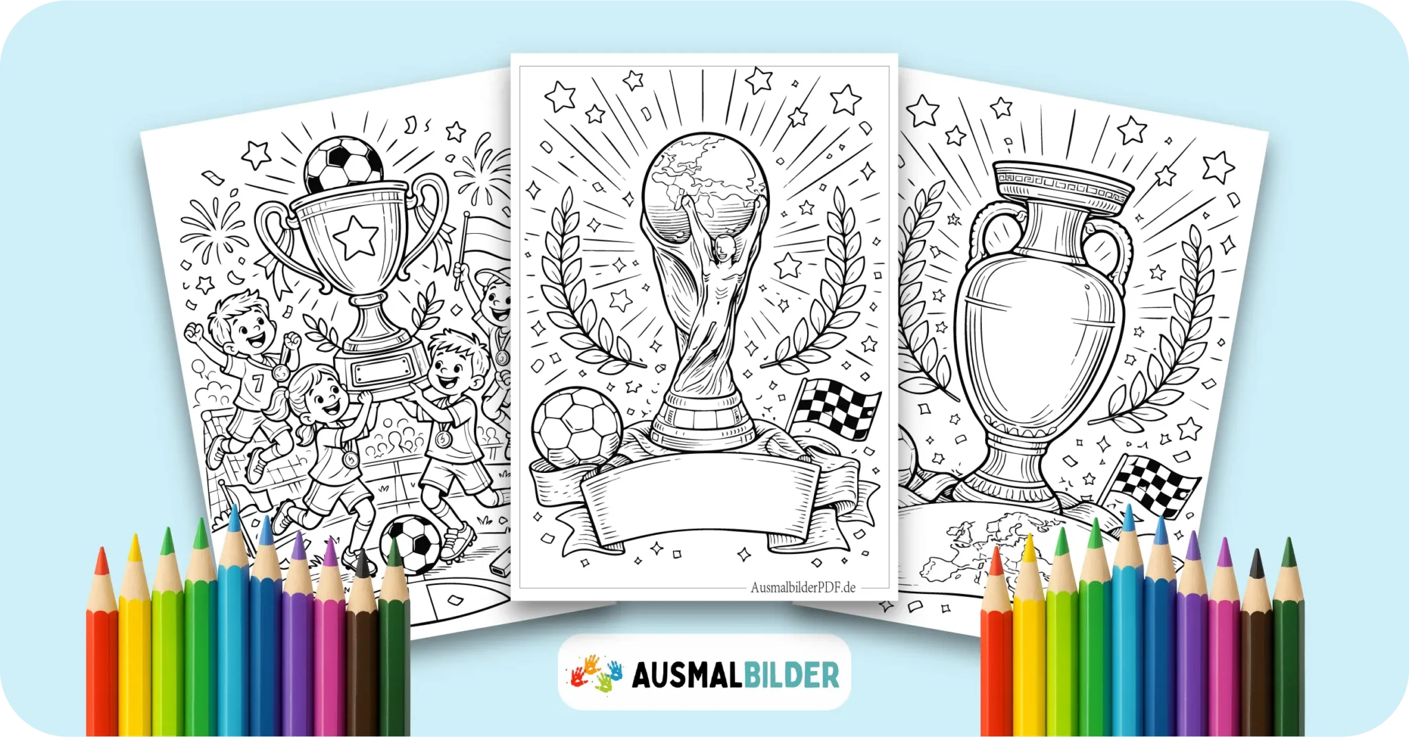 Pokal Ausmalbilder kostenlose Malvorlagen zum Ausdrucken für Kinder und Erwachsene
