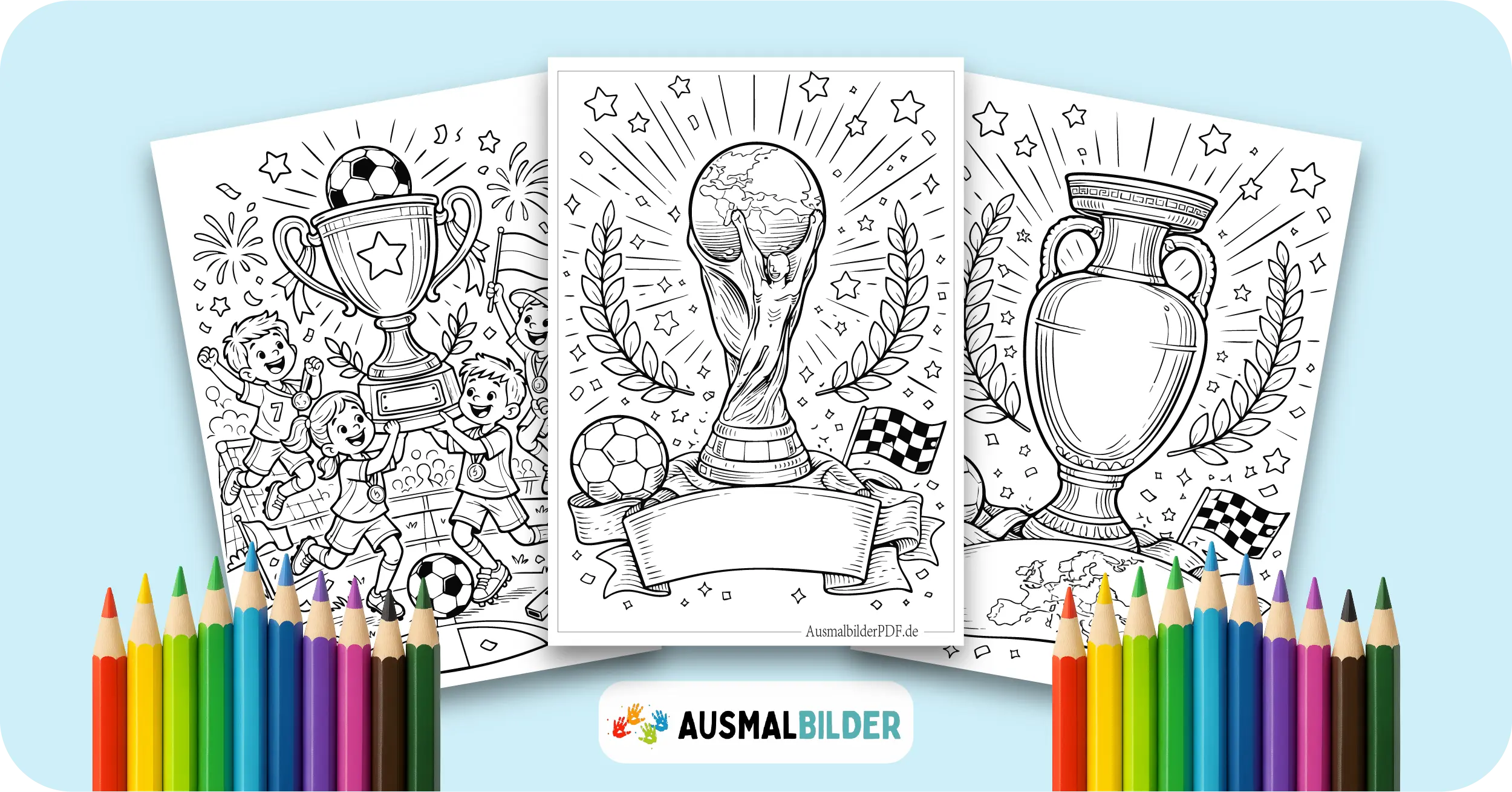 Pokal Ausmalbilder kostenlose Malvorlagen zum Ausdrucken für Kinder und Erwachsene