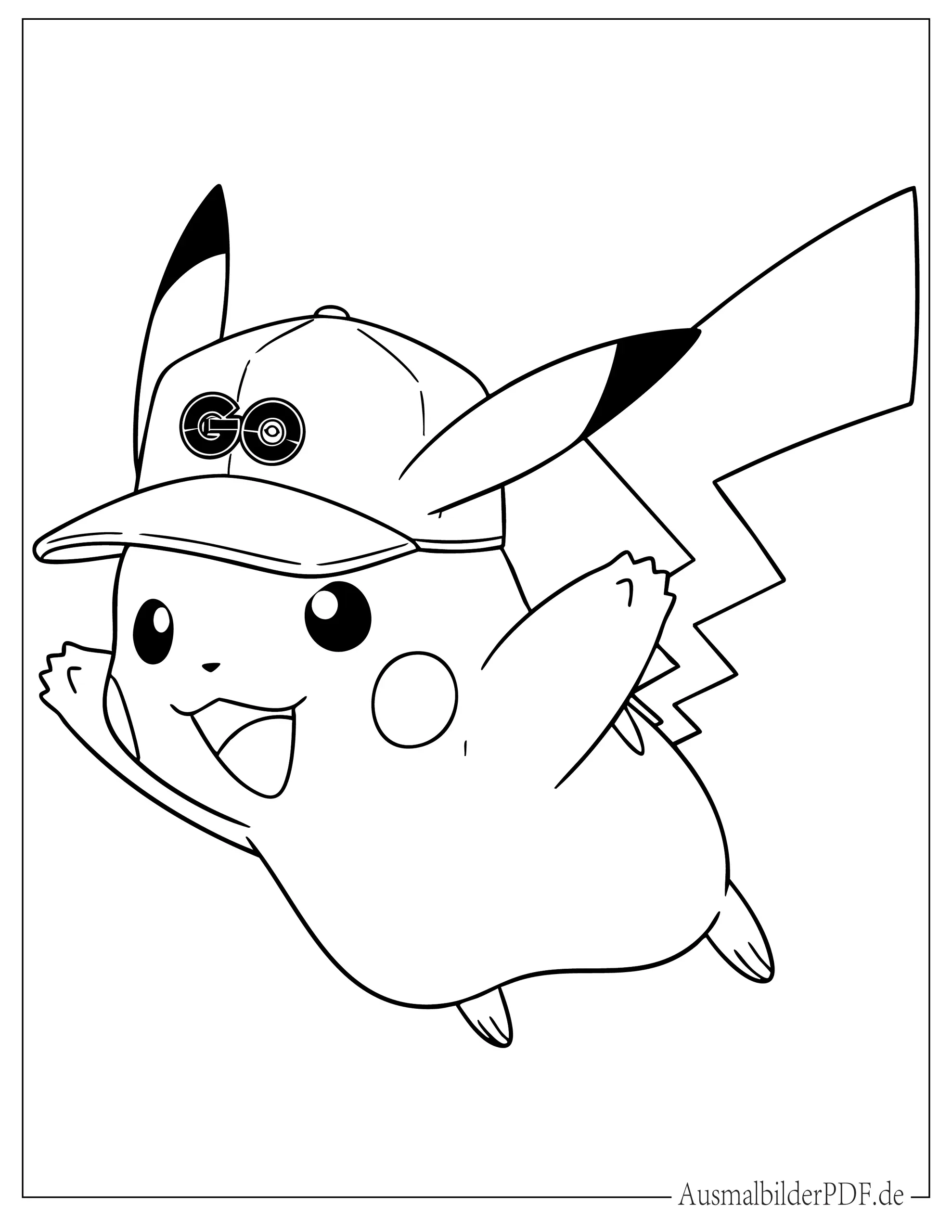 Pokémon GO Pikachu fliegt Ausmalvorlage