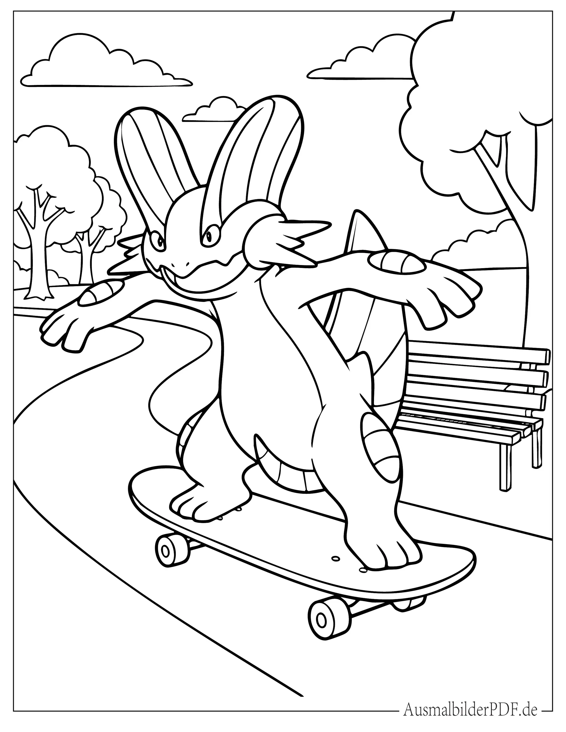 10+ Pokémon Sumpex Ausmalbilder und Malvorlagen zum Drucken Pokémon Sumpex auf Skateboard Ausmalbild