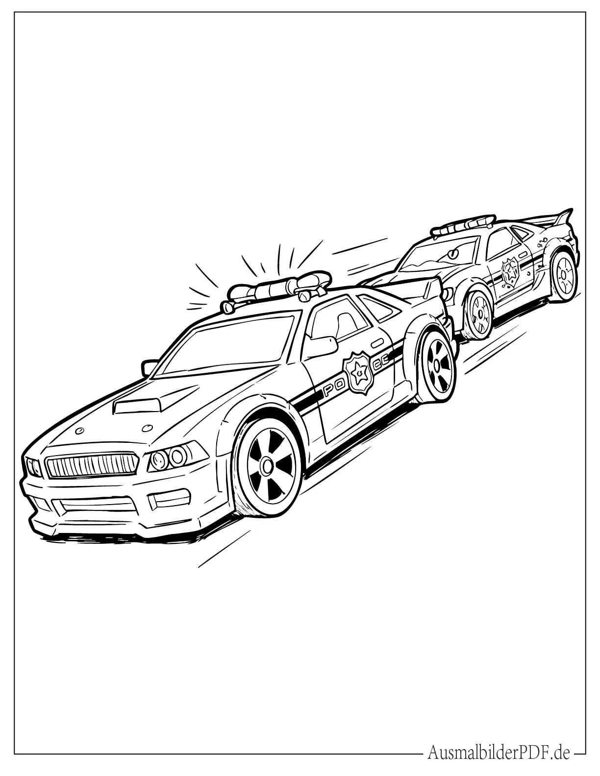 Polizei themed Hot Wheels zum Ausmalen