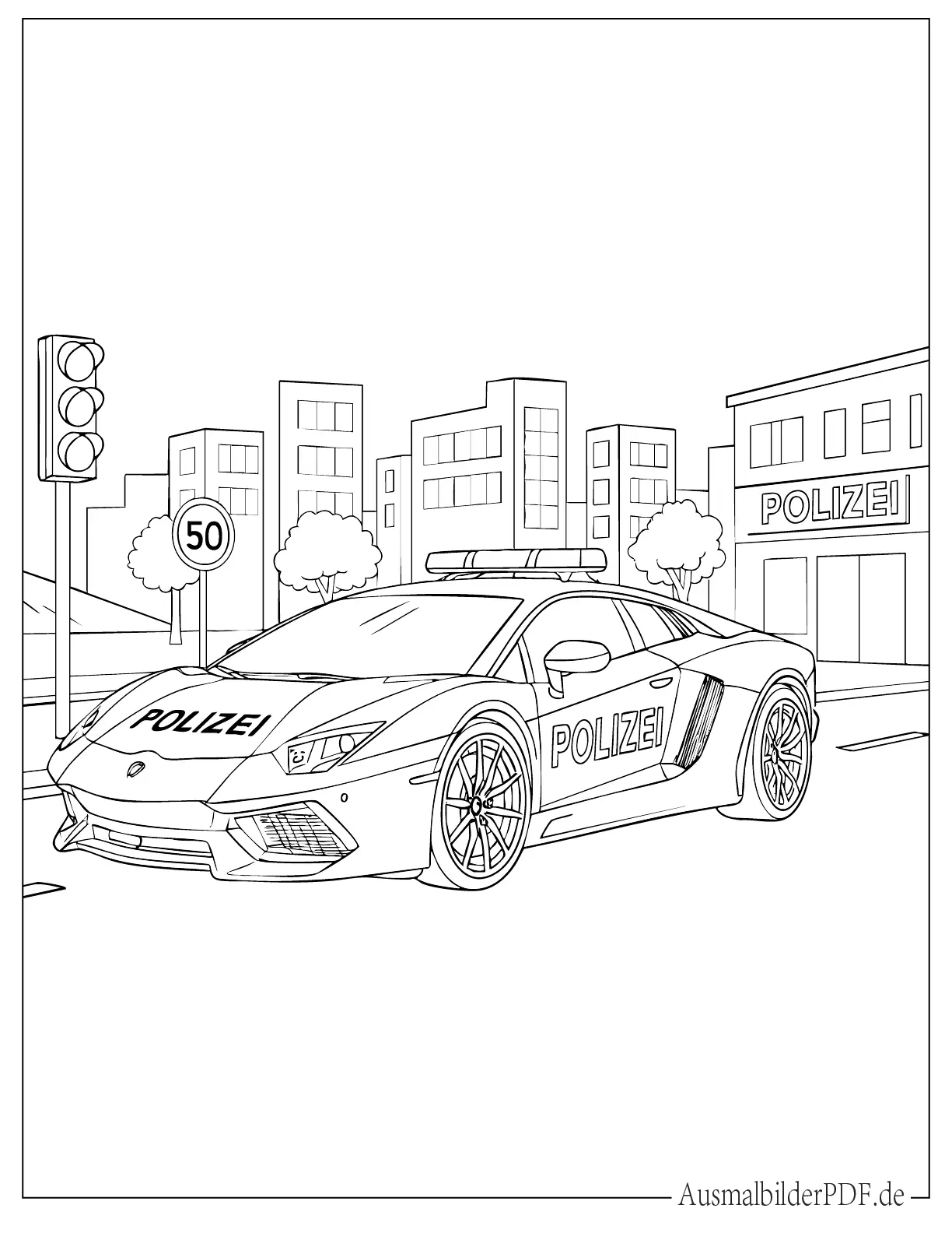 Polizei Lamborghini Ausmalvorlage