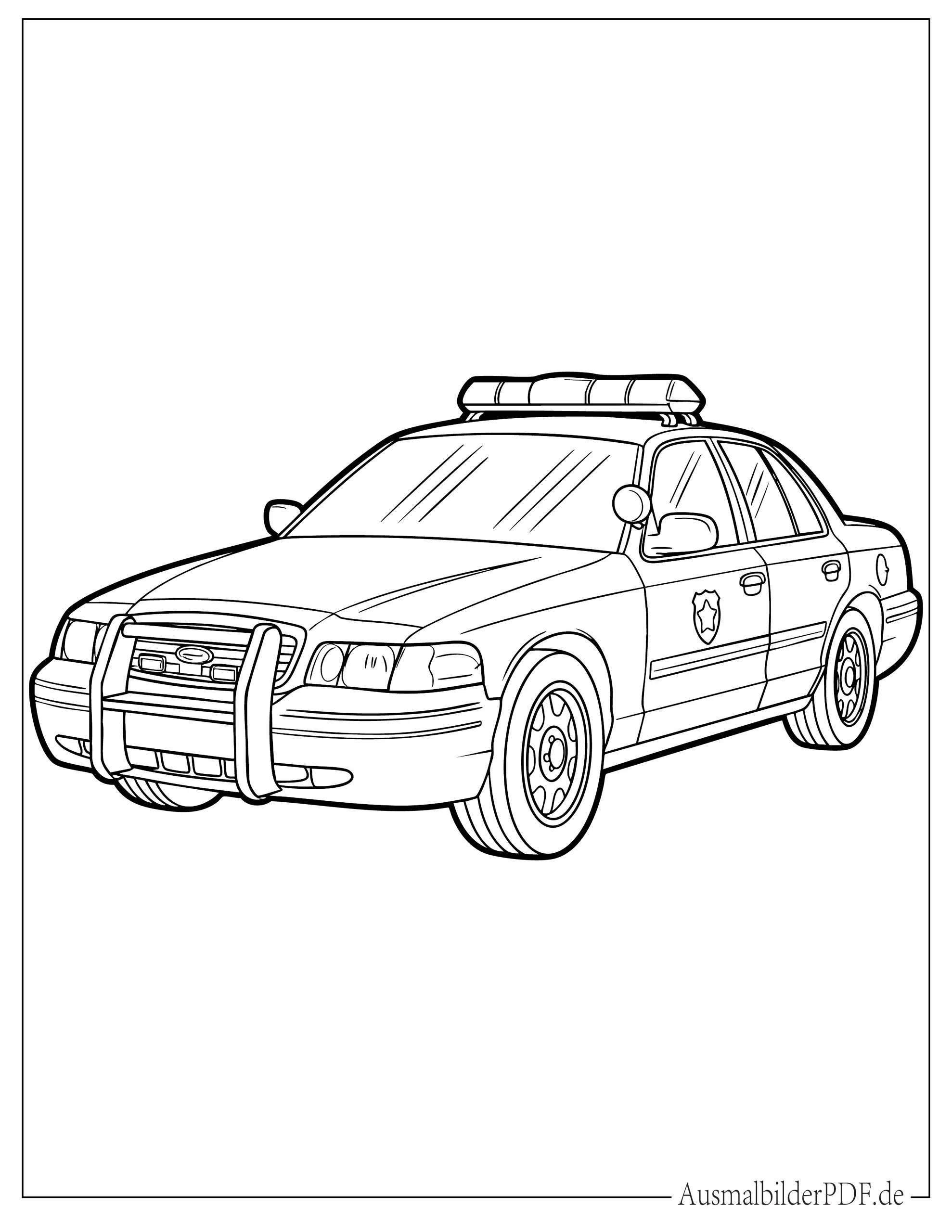 Realistisches Polizeiauto Ausmalbild zum Ausdrucken