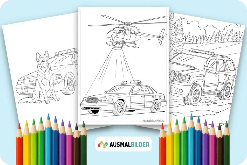 Polizeiauto Ausmalbilder kostenlose zum Ausdrucken für Kinder jeden Alters