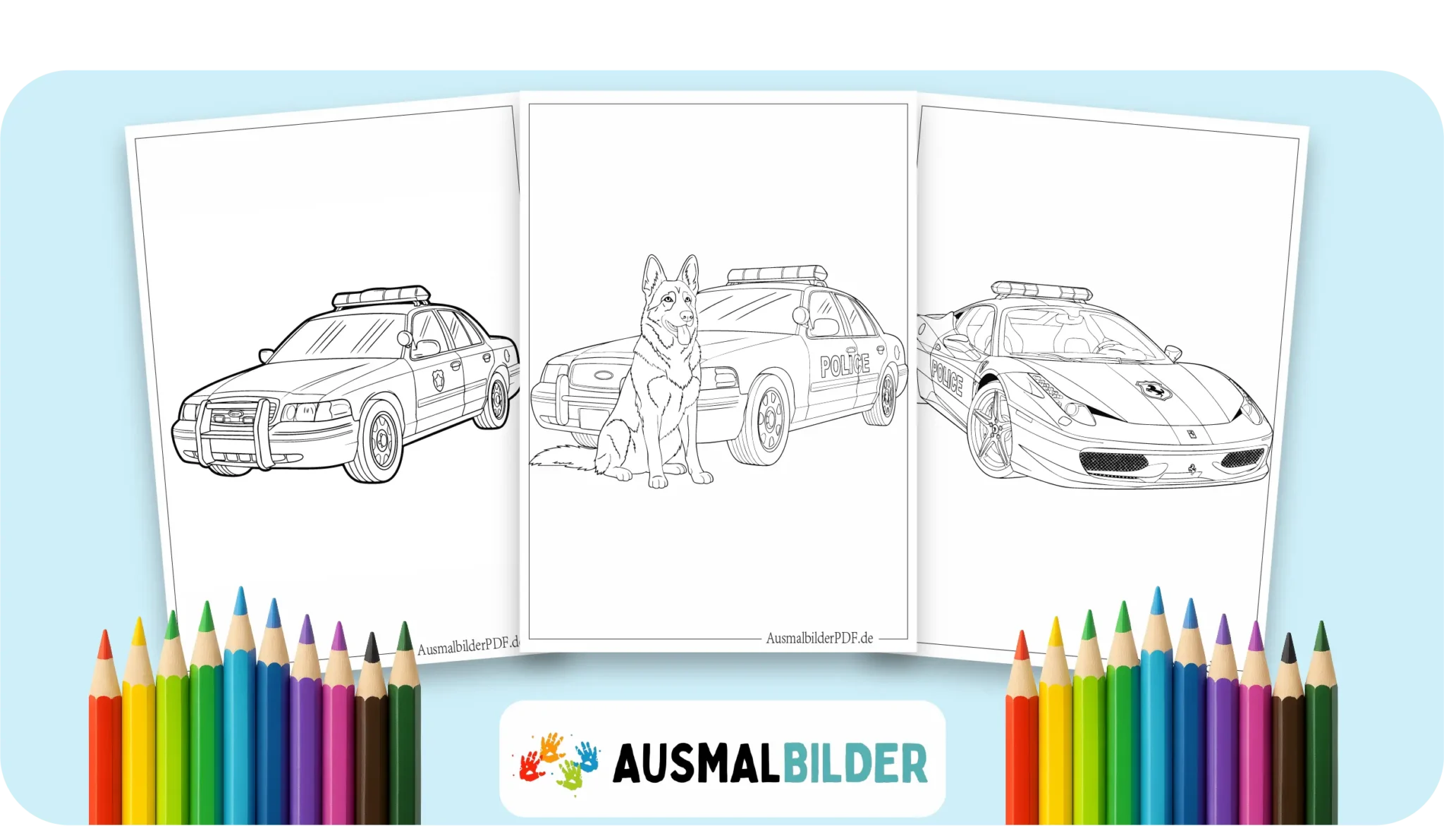 Polizeiauto Ausmalbilder kostenlose Malvorlagen zum Ausdrucken für Kinder und Erwachsene