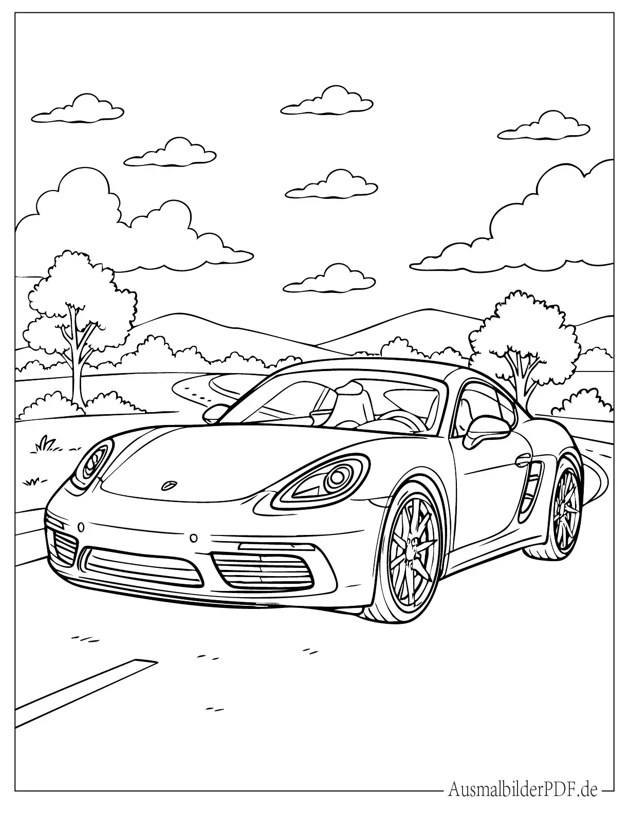 Porsche Cayman ausdruckbare Malvorlage
