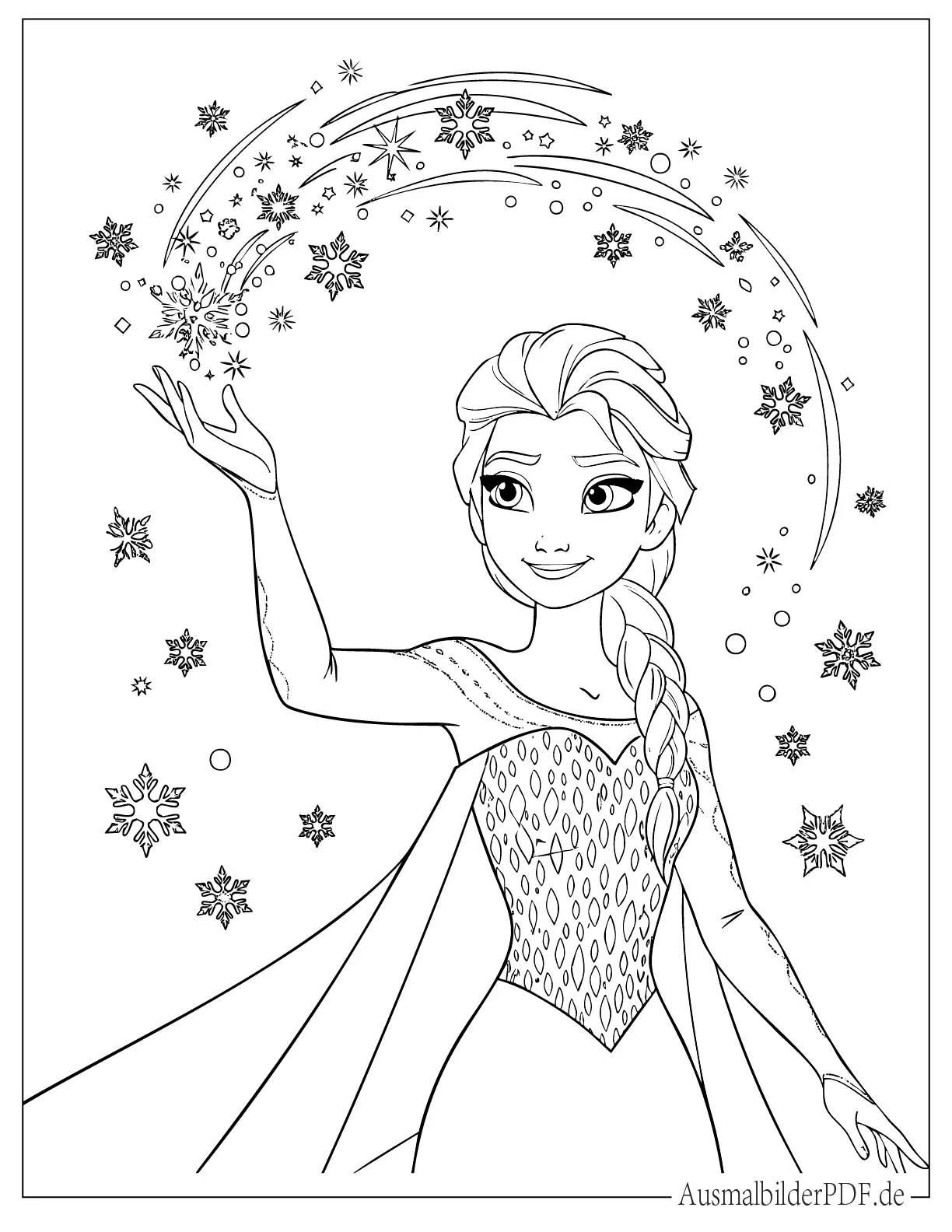 Prinzessin Elsa aus Frozen benutzt Eismagie Malvorlage