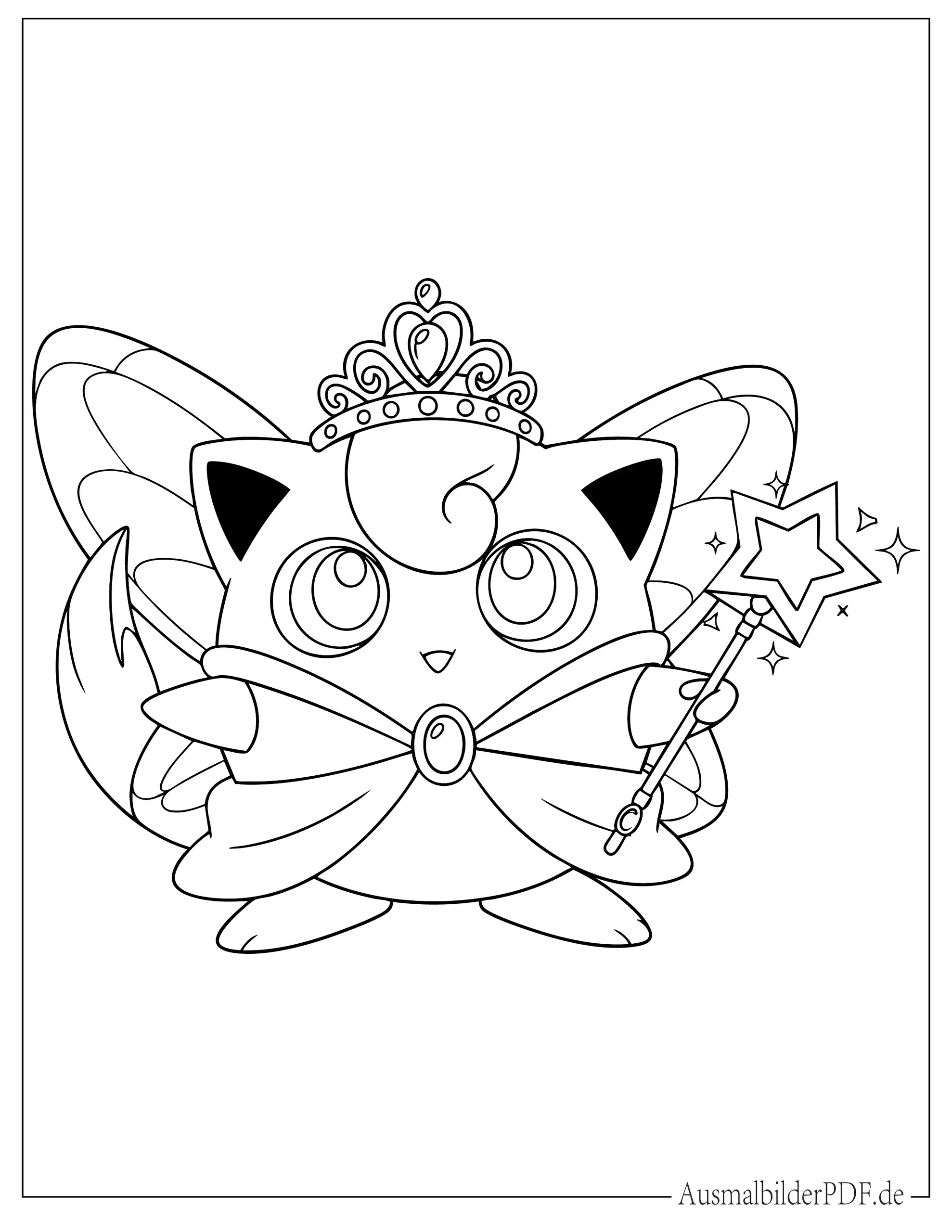Wunderschöne Prinzessin Pummeluff mit einer Tiara Ausmalbild