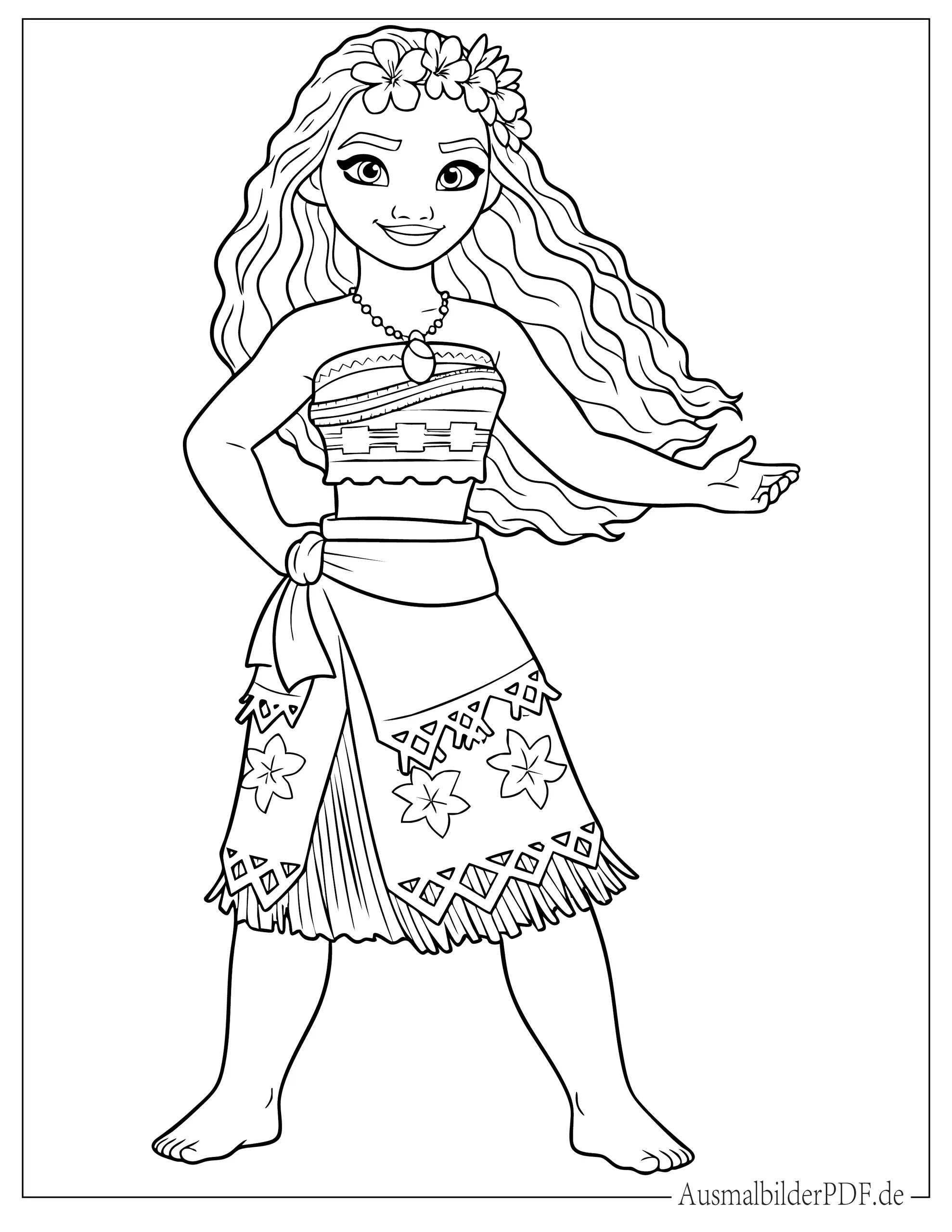 Prinzessin Vaiana Ausmalbild zum Ausdrucken
