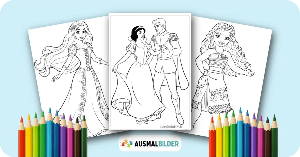 Prinzessinnen Ausmalbilder kostenlose Malvorlagen zum Ausdrucken für Kinder und Erwachsene