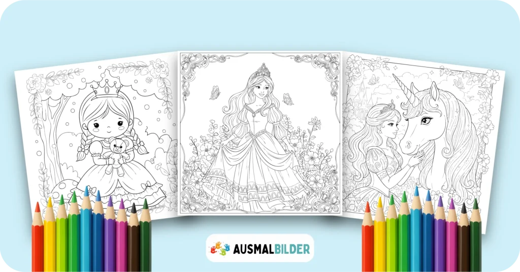 Prinzessinnen Malvorlage kostenlose zum Ausdrucken für Kinder und Erwachsene
