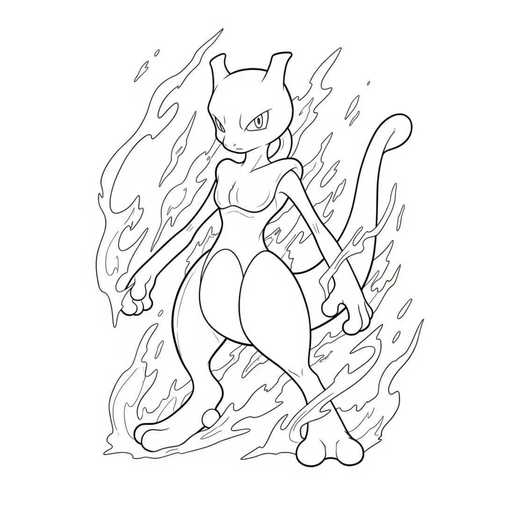 16 Mewtu Ausmalbilder (Gratis Pokémon Malvorlage zum drucken) Das Psychic Mewtu Ausmalbild zeigt das Wesen beim Einsatz seiner Kräfte. Eine ideale Vorlage zum kreativen Ausmalen und Gestalten.