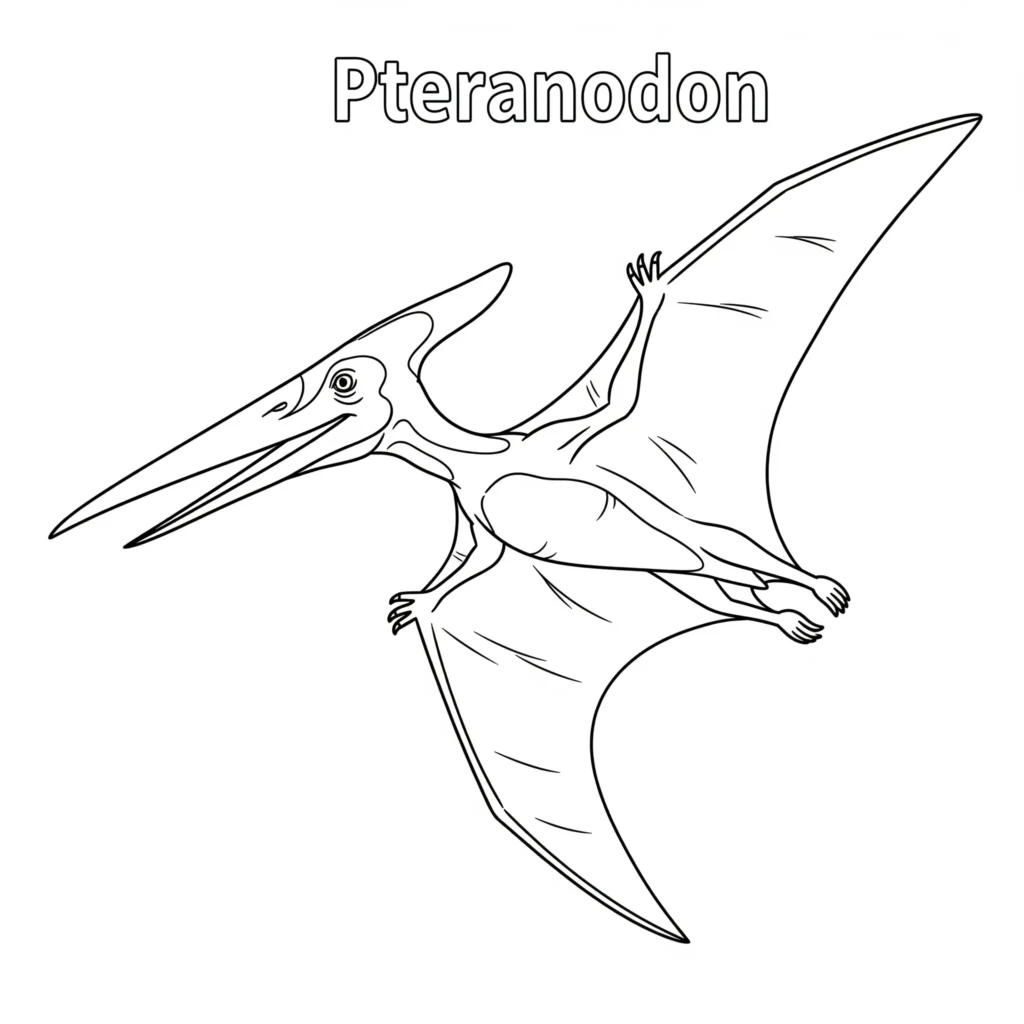 Pteranodon Ausmalbild zum Ausdrucken kostenlos für Kinder und Erwachsene