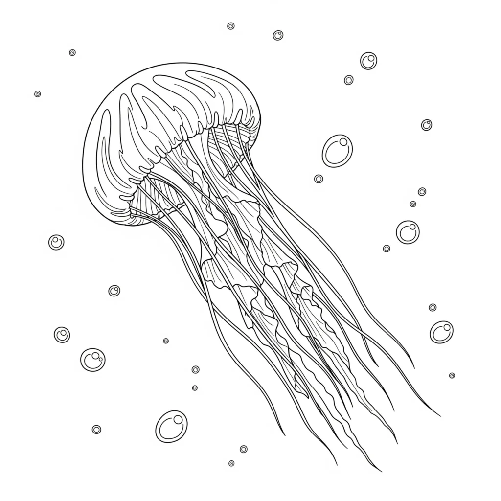 10+ Qualle Ausmalbilder (Gratis Malvorlage zum Ausdrucken) detailliertes qualle ausmalbild für kinder mit sanften formen und klaren linien quallen ausmalbilder einfach und kostenlos zum ausdrucken geeignet