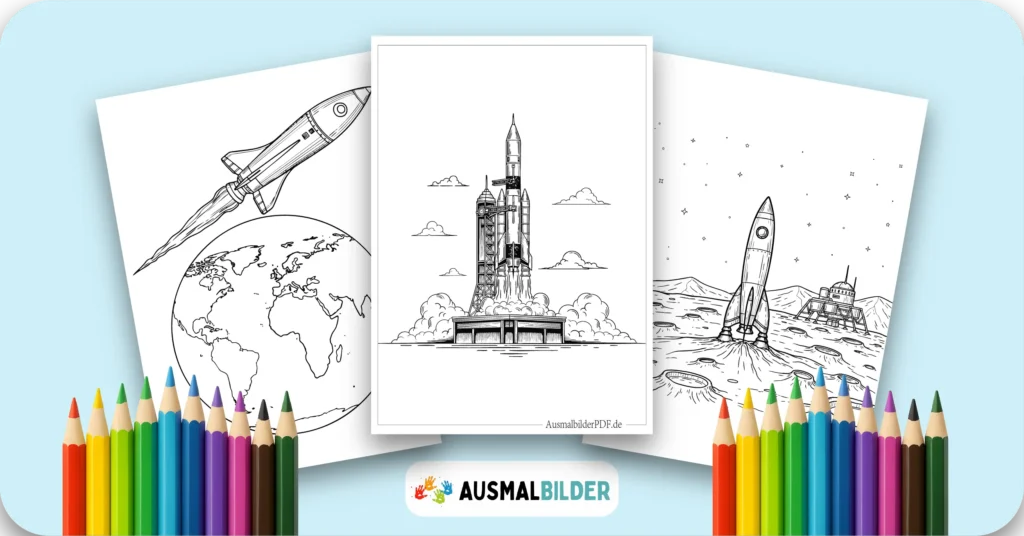Rakete Ausmalbilder kostenlose Malvorlagen zum Ausdrucken für Kinder und Erwachsene