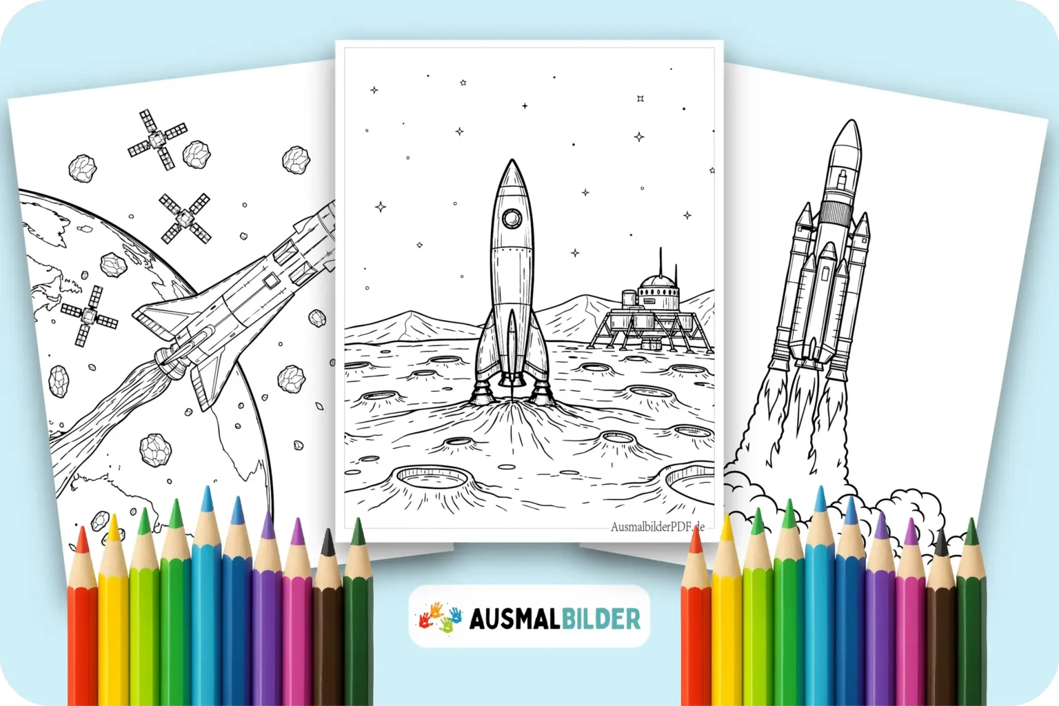 Rakete Ausmalbilder kostenlose zum Ausdrucken für Kinder jeden Alters
