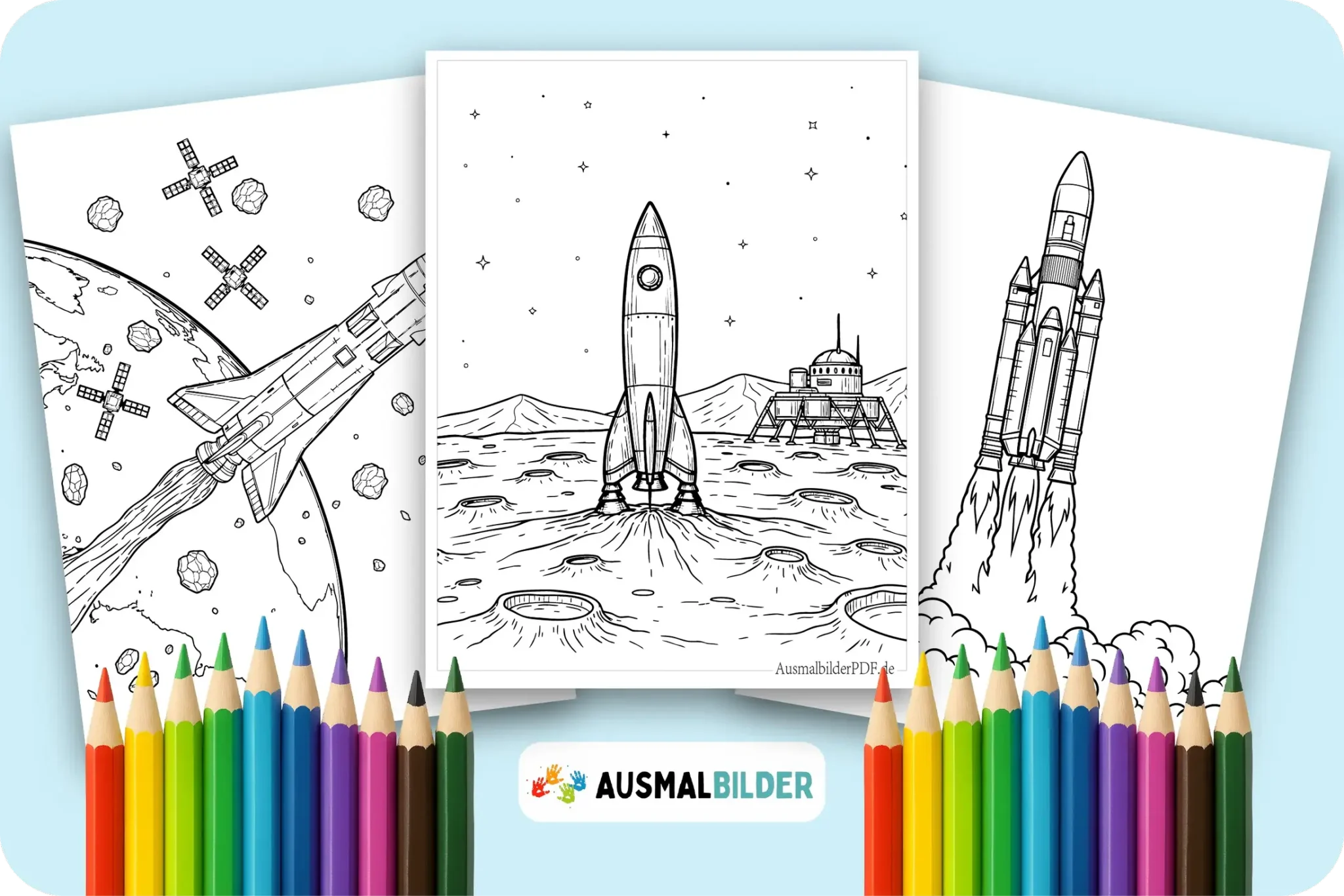 Rakete Ausmalbilder kostenlose zum Ausdrucken für Kinder jeden Alters