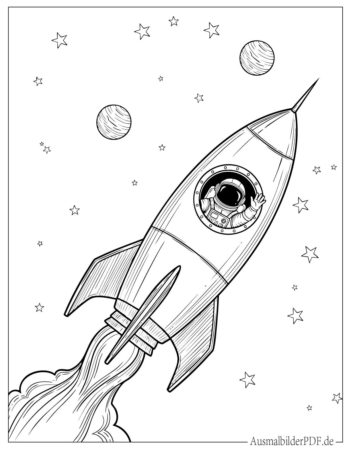 10+ Rakete Ausmalbilder (Kostenlos Malvorlagen zum drucken) Rakete mit Astronaut zum Ausmalen