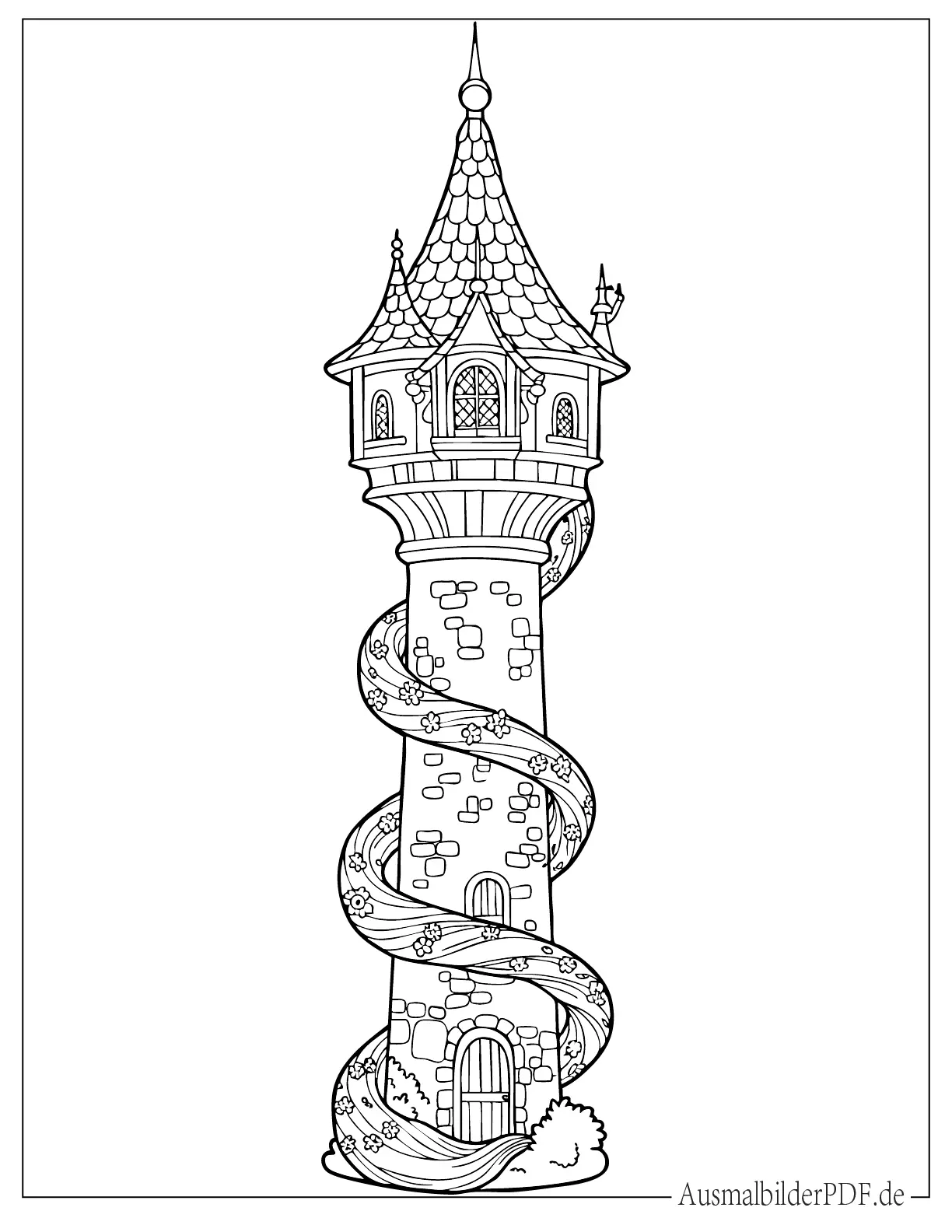 10+ Ausmalbilder Rapunzel (Gratis Malvorlagen zum Ausdrucken) Rapunzel Turm Ausmalbild