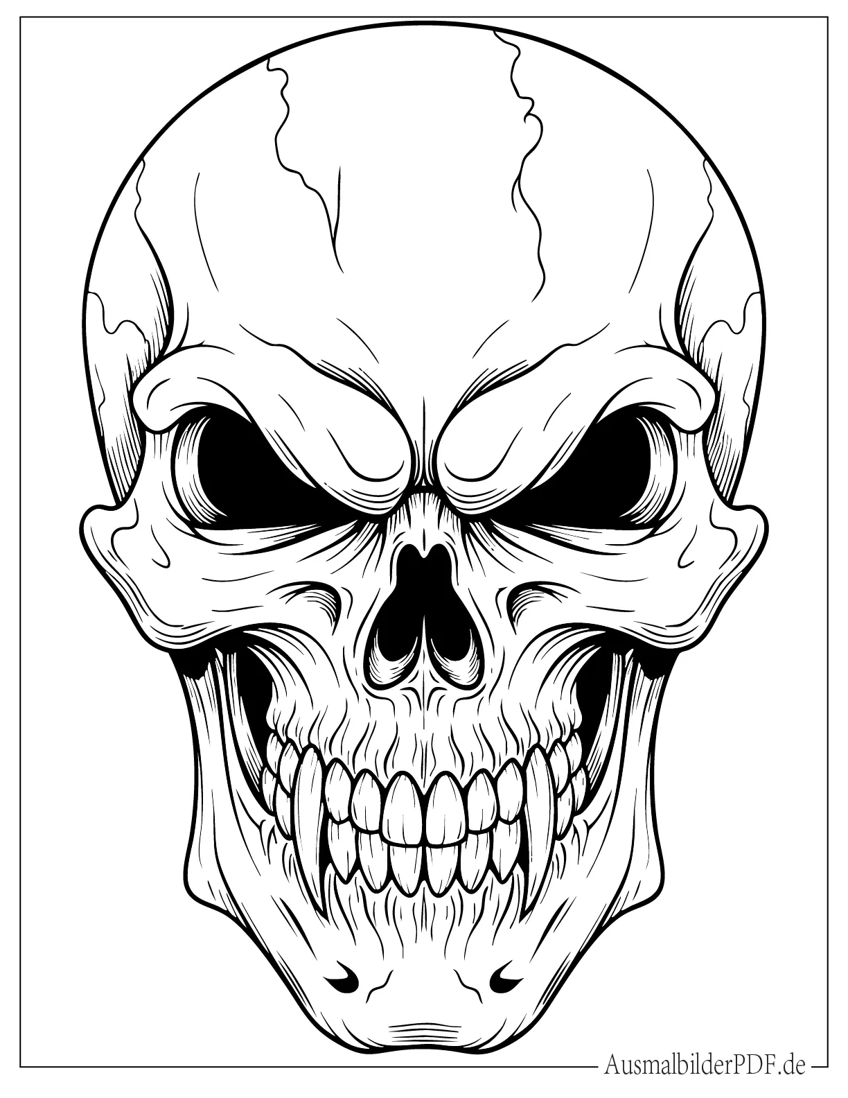 Realistischer böser Totenkopf Ausmalbild zum Ausdrucken