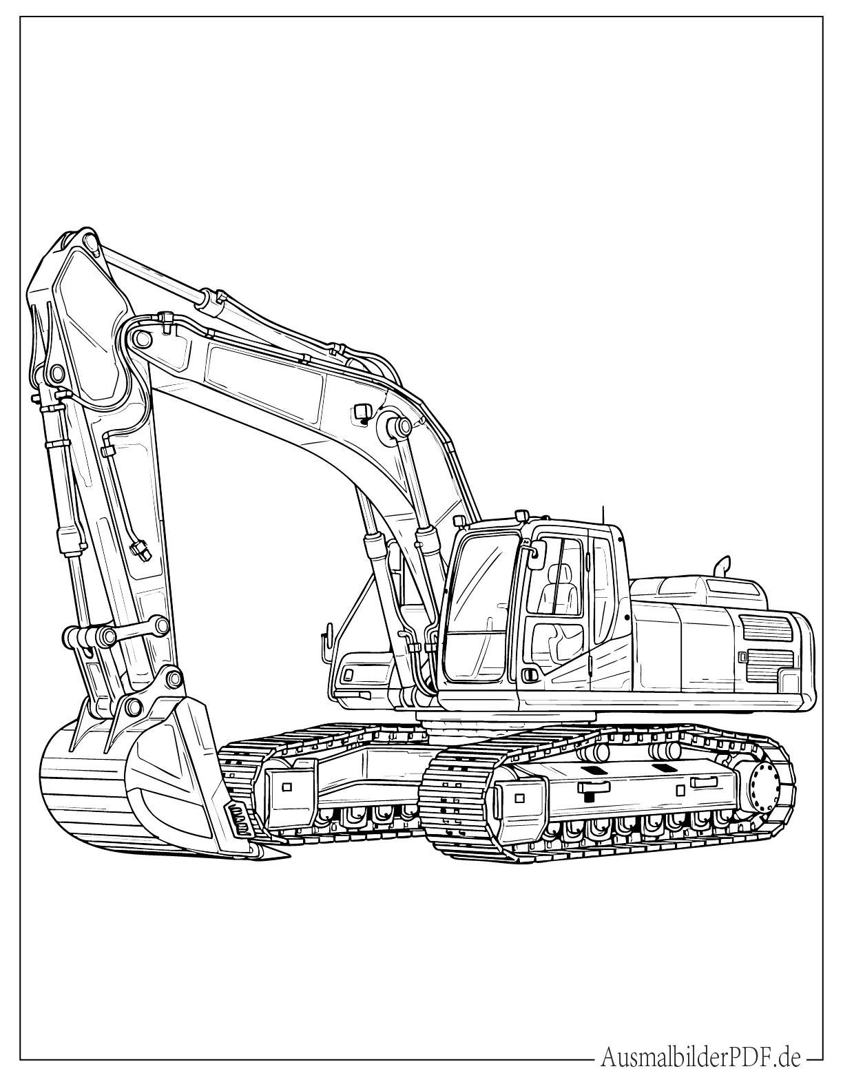 Realistischer Bagger Seitenansicht Ausmalbild